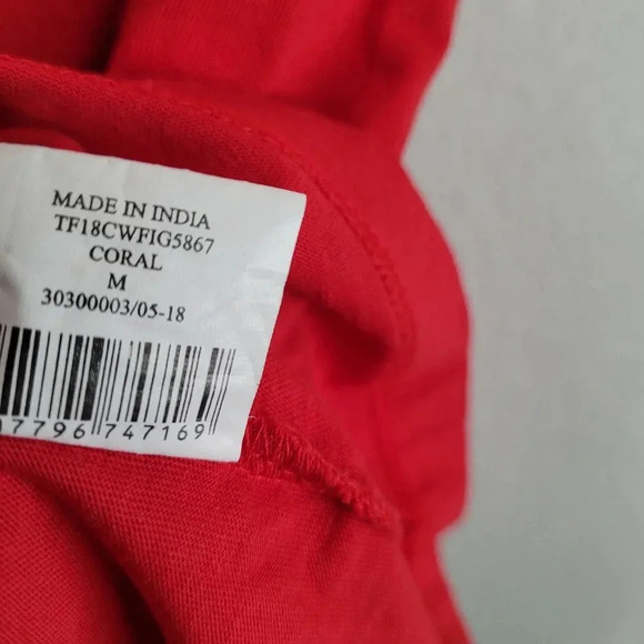 Fig Women's Short Sleeve Eyelet Cotton Top Size Medium Coral - Picture 4 of 9